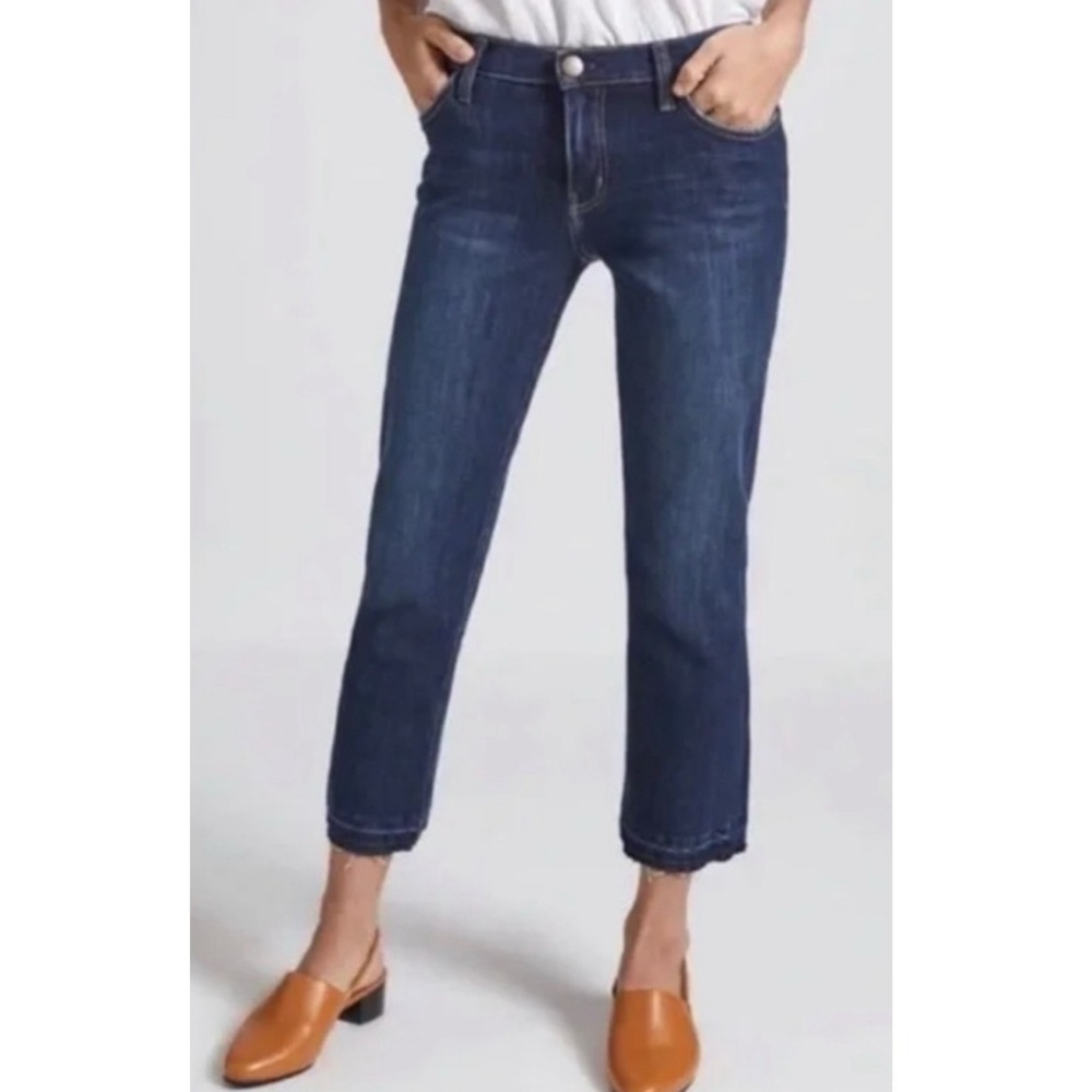 CURRENT ELLIOTT Jeans The Cropped Straight in Hampton Released Hem Blue Size 25